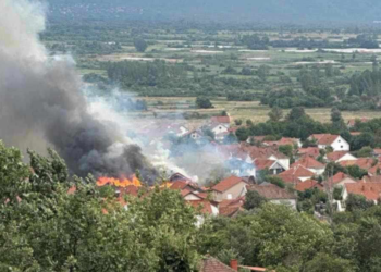 ВИДЕО: Пожар поплоса две куќи и неколку помошни објекти во Ново село