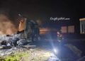 ФОТО: Се запали камион на улица „Моински пат“ Гевгелија