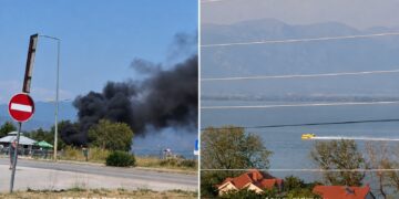 ВИДЕО: Пожар во Дојран, Дојранското езеро ги полни ер-тракторите на ДЗС
